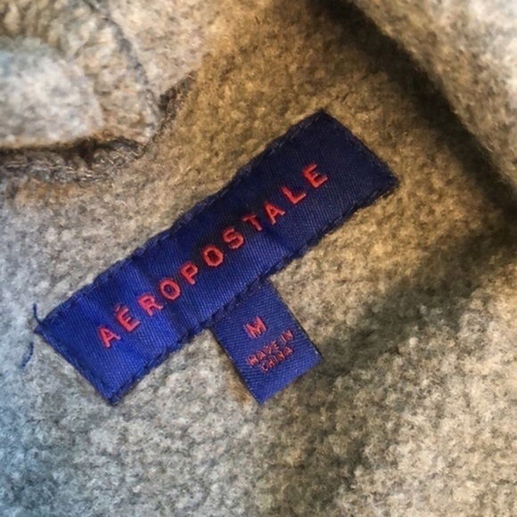 AEROPOSTALE | Crop Logo Drawstring Grey Hoodie - Size M - Picture 3 of 8